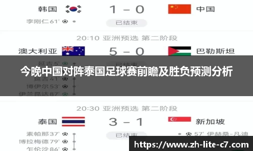 今晚中国对阵泰国足球赛前瞻及胜负预测分析